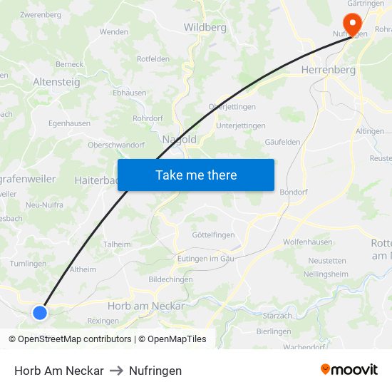 Horb Am Neckar to Nufringen map