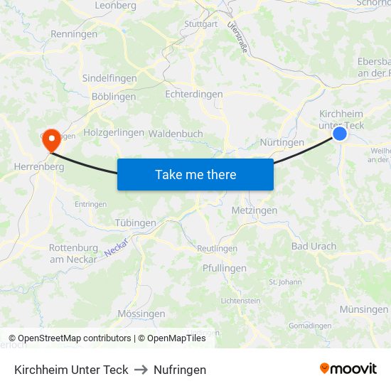 Kirchheim Unter Teck to Nufringen map