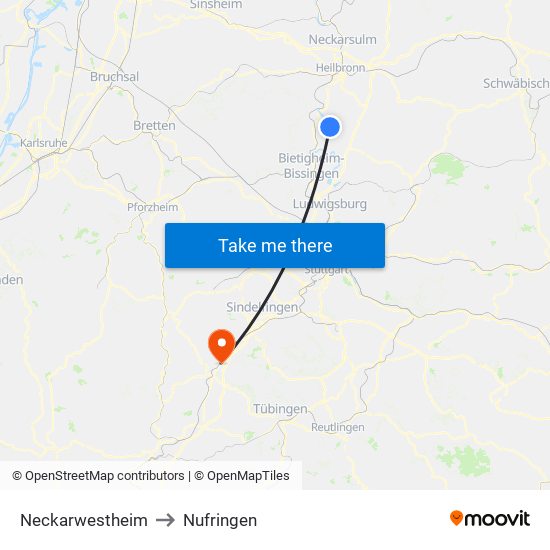 Neckarwestheim to Nufringen map