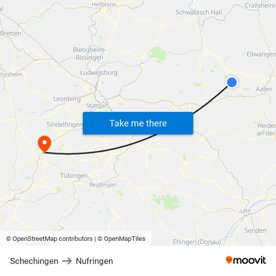 Schechingen to Nufringen map