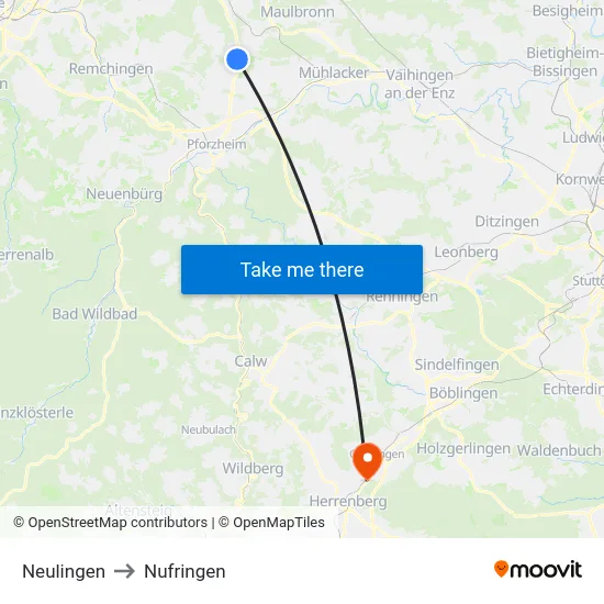 Neulingen to Nufringen map