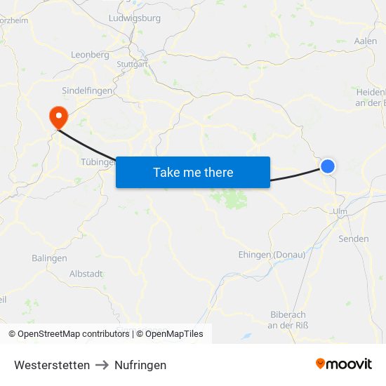 Westerstetten to Nufringen map
