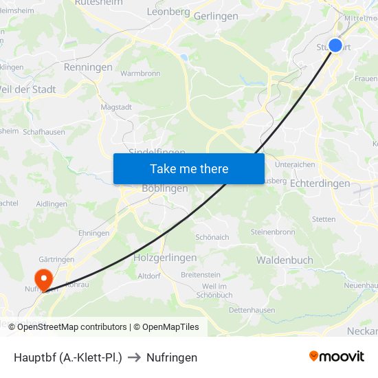 Hauptbf (A.-Klett-Pl.) to Nufringen map