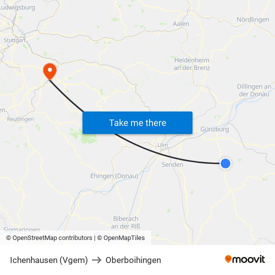 Ichenhausen (Vgem) to Oberboihingen map