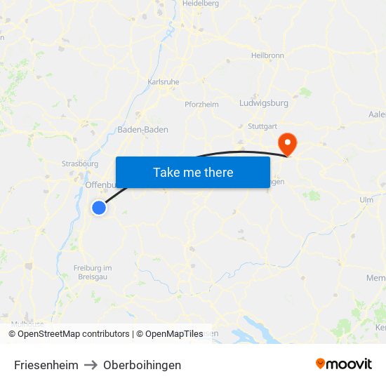 Friesenheim to Oberboihingen map