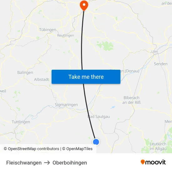 Fleischwangen to Oberboihingen map