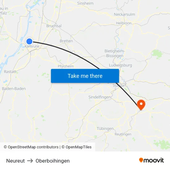 Neureut to Oberboihingen map