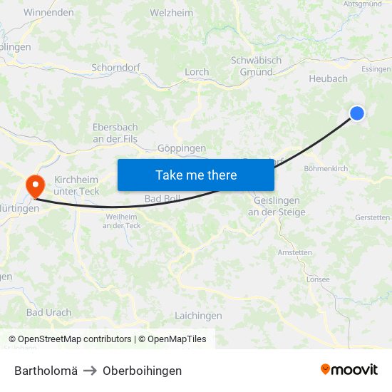 Bartholomä to Oberboihingen map
