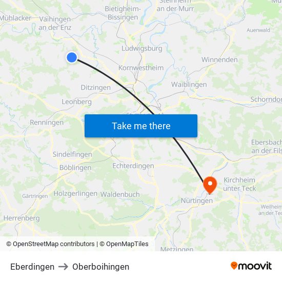 Eberdingen to Oberboihingen map