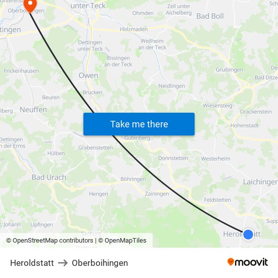 Heroldstatt to Oberboihingen map