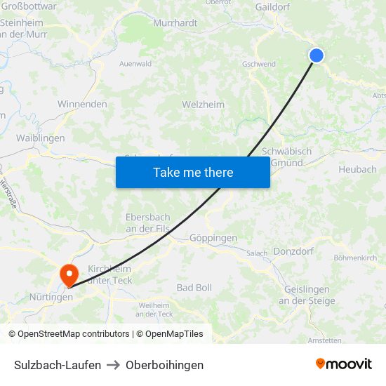 Sulzbach-Laufen to Oberboihingen map