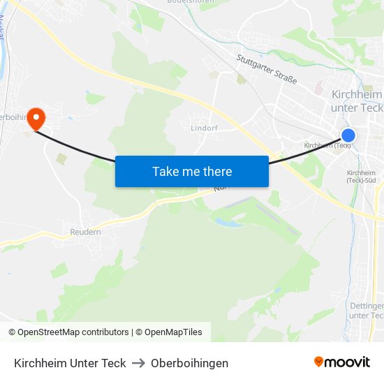 Kirchheim Unter Teck to Oberboihingen map