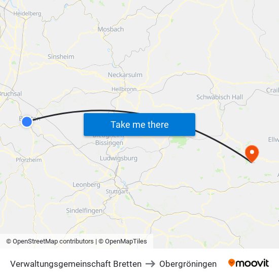 Verwaltungsgemeinschaft Bretten to Obergröningen map