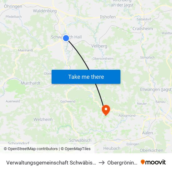 Verwaltungsgemeinschaft Schwäbisch Hall to Obergröningen map