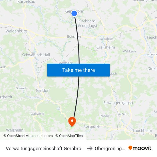 Verwaltungsgemeinschaft Gerabronn to Obergröningen map