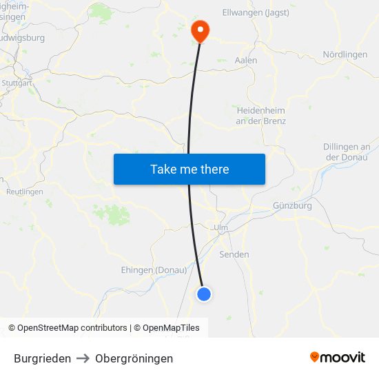 Burgrieden to Obergröningen map