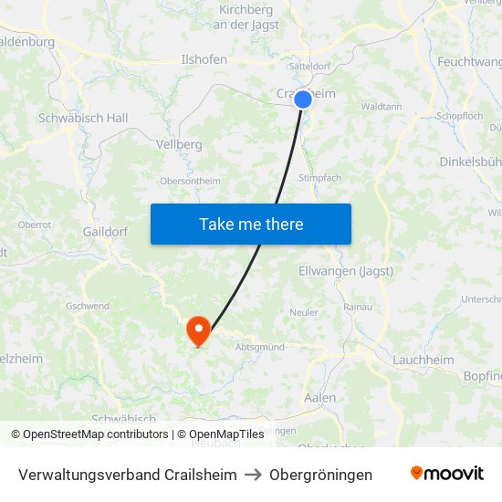 Verwaltungsverband Crailsheim to Obergröningen map