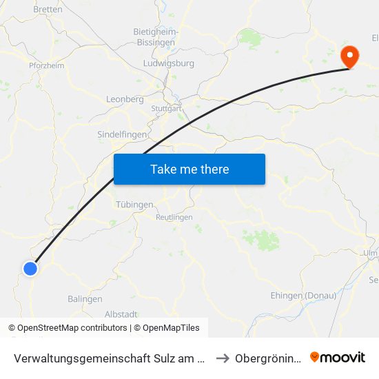 Verwaltungsgemeinschaft Sulz am Neckar to Obergröningen map