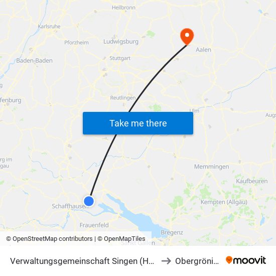 Verwaltungsgemeinschaft Singen (Hohentwiel) to Obergröningen map