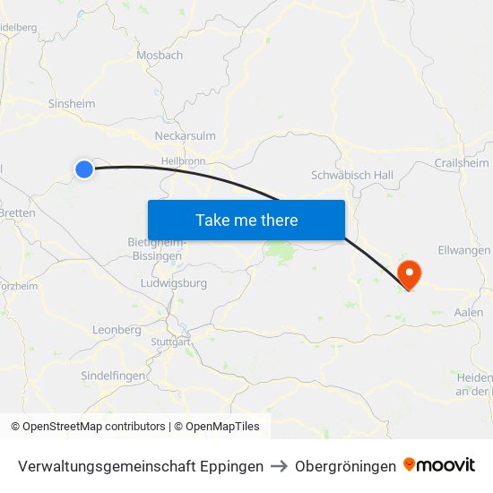 Verwaltungsgemeinschaft Eppingen to Obergröningen map