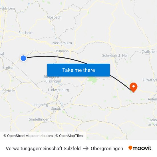 Verwaltungsgemeinschaft Sulzfeld to Obergröningen map