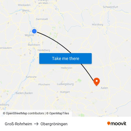 Groß-Rohrheim to Obergröningen map