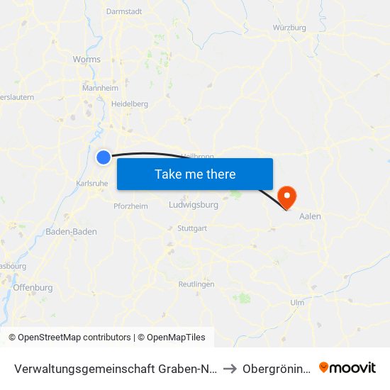 Verwaltungsgemeinschaft Graben-Neudorf to Obergröningen map