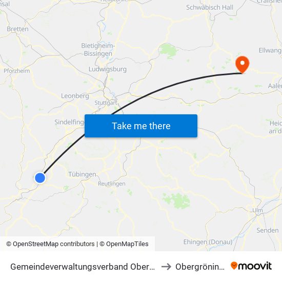 Gemeindeverwaltungsverband Oberes Gäu to Obergröningen map