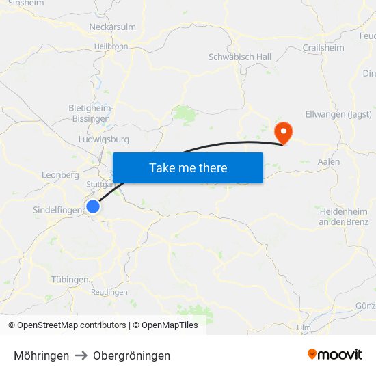 Möhringen to Obergröningen map