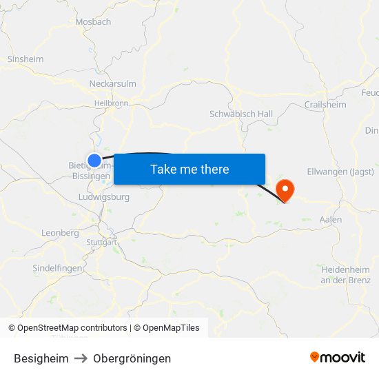 Besigheim to Obergröningen map