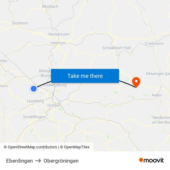 Eberdingen to Obergröningen map