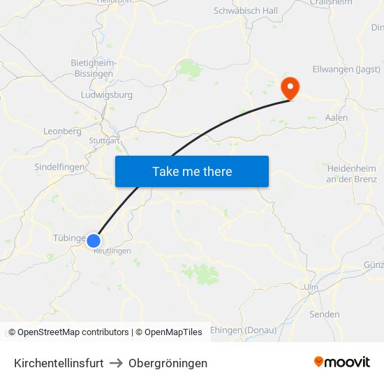 Kirchentellinsfurt to Obergröningen map