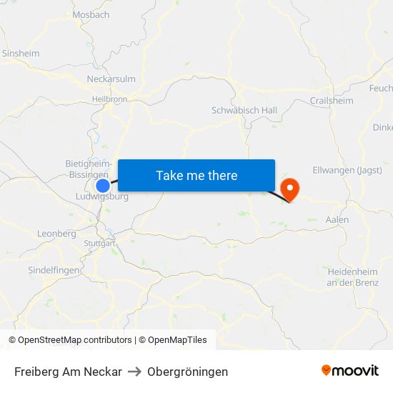 Freiberg Am Neckar to Obergröningen map