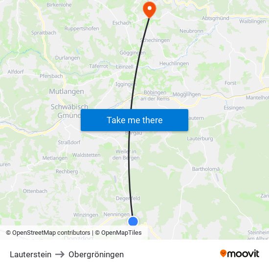 Lauterstein to Obergröningen map