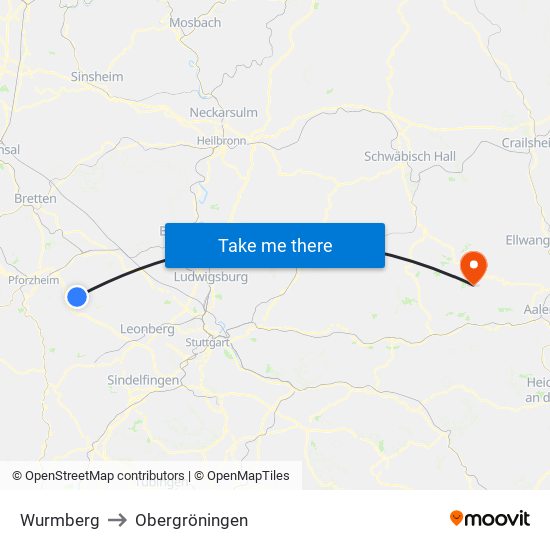 Wurmberg to Obergröningen map