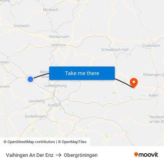 Vaihingen An Der Enz to Obergröningen map