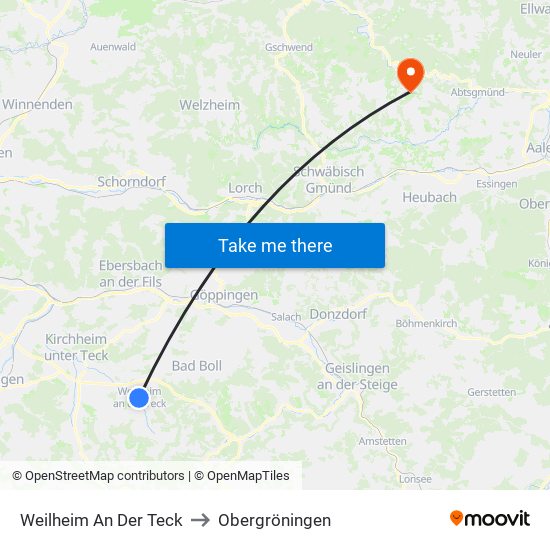 Weilheim An Der Teck to Obergröningen map