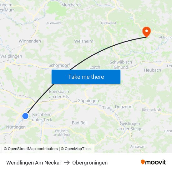 Wendlingen Am Neckar to Obergröningen map