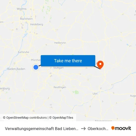Verwaltungsgemeinschaft Bad Liebenzell to Oberkochen map
