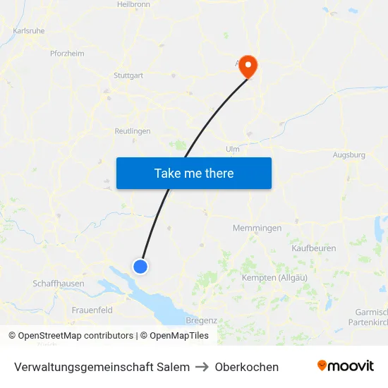 Verwaltungsgemeinschaft Salem to Oberkochen map