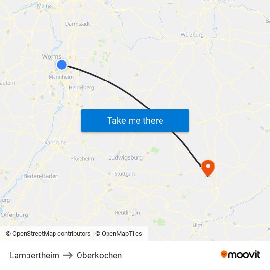 Lampertheim to Oberkochen map