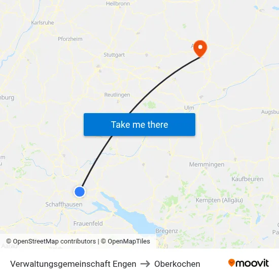 Verwaltungsgemeinschaft Engen to Oberkochen map