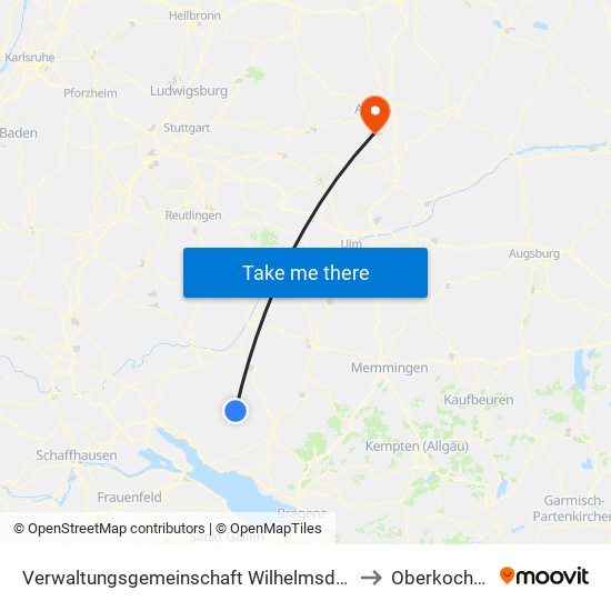 Verwaltungsgemeinschaft Wilhelmsdorf to Oberkochen map