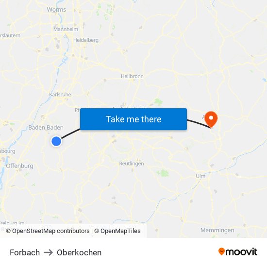Forbach to Oberkochen map