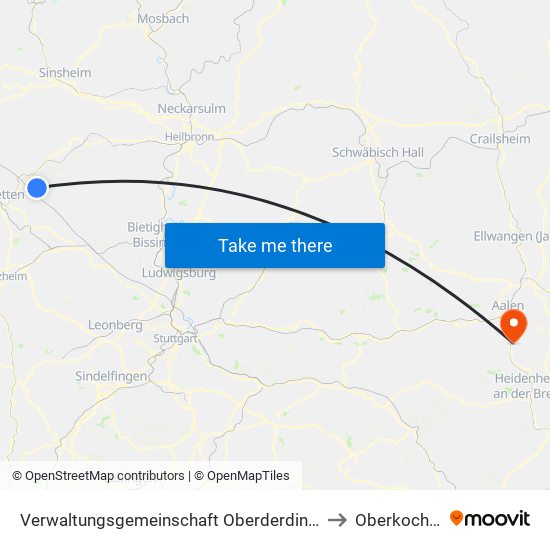 Verwaltungsgemeinschaft Oberderdingen to Oberkochen map