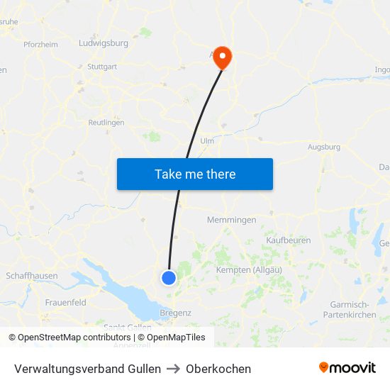 Verwaltungsverband Gullen to Oberkochen map