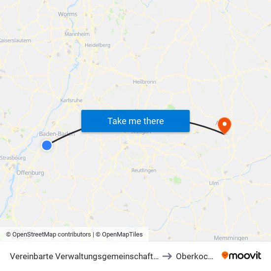 Vereinbarte Verwaltungsgemeinschaft Bühl to Oberkochen map