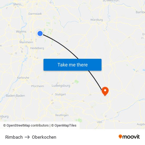 Rimbach to Oberkochen map