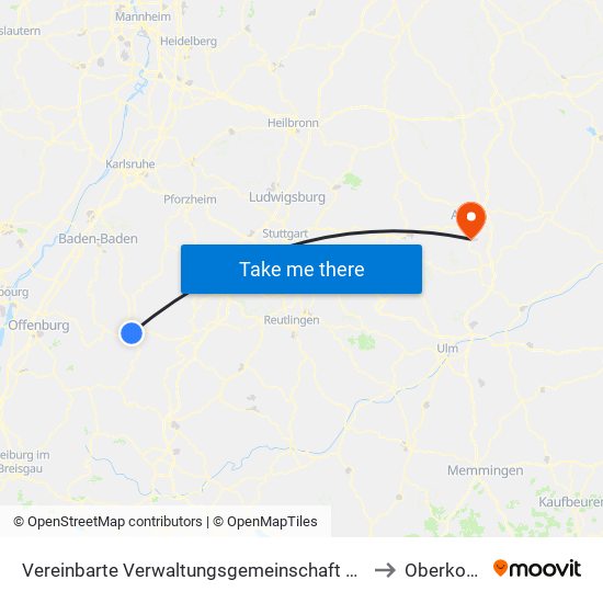 Vereinbarte Verwaltungsgemeinschaft Freudenstadt to Oberkochen map