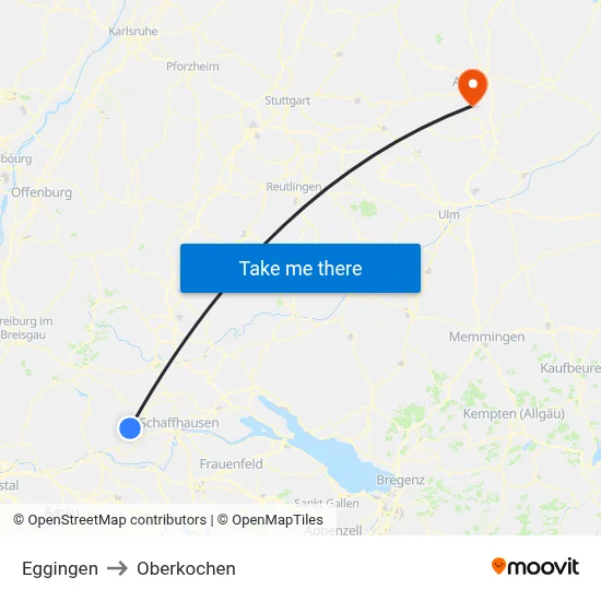 Eggingen to Oberkochen map